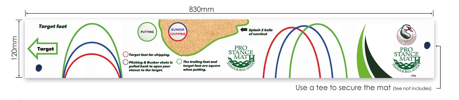 Pro Stance Mat II – Golf Training Aid for Stance & Ball Position (All Levels)
