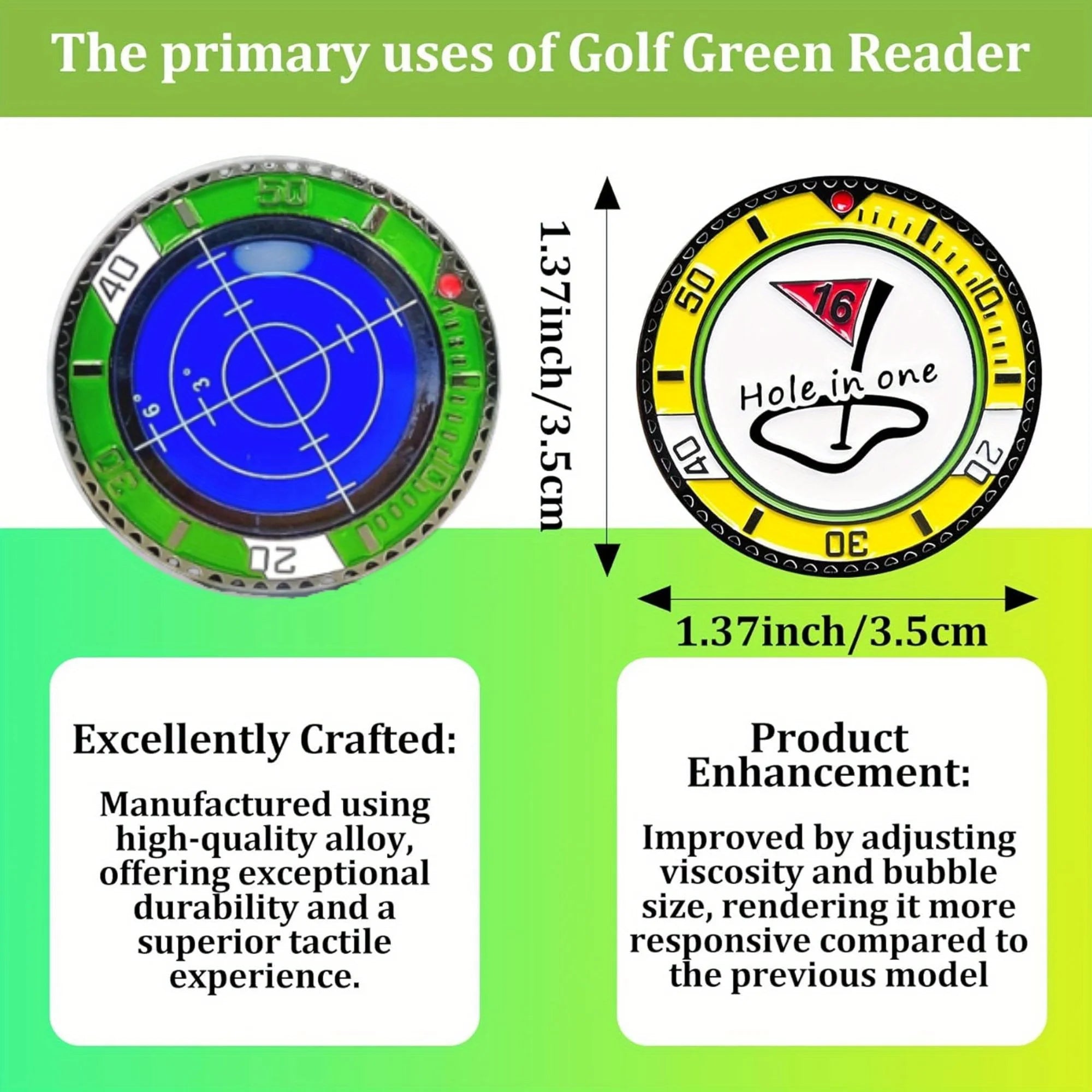Golf Green Reading Ball Marker with Slope Aid