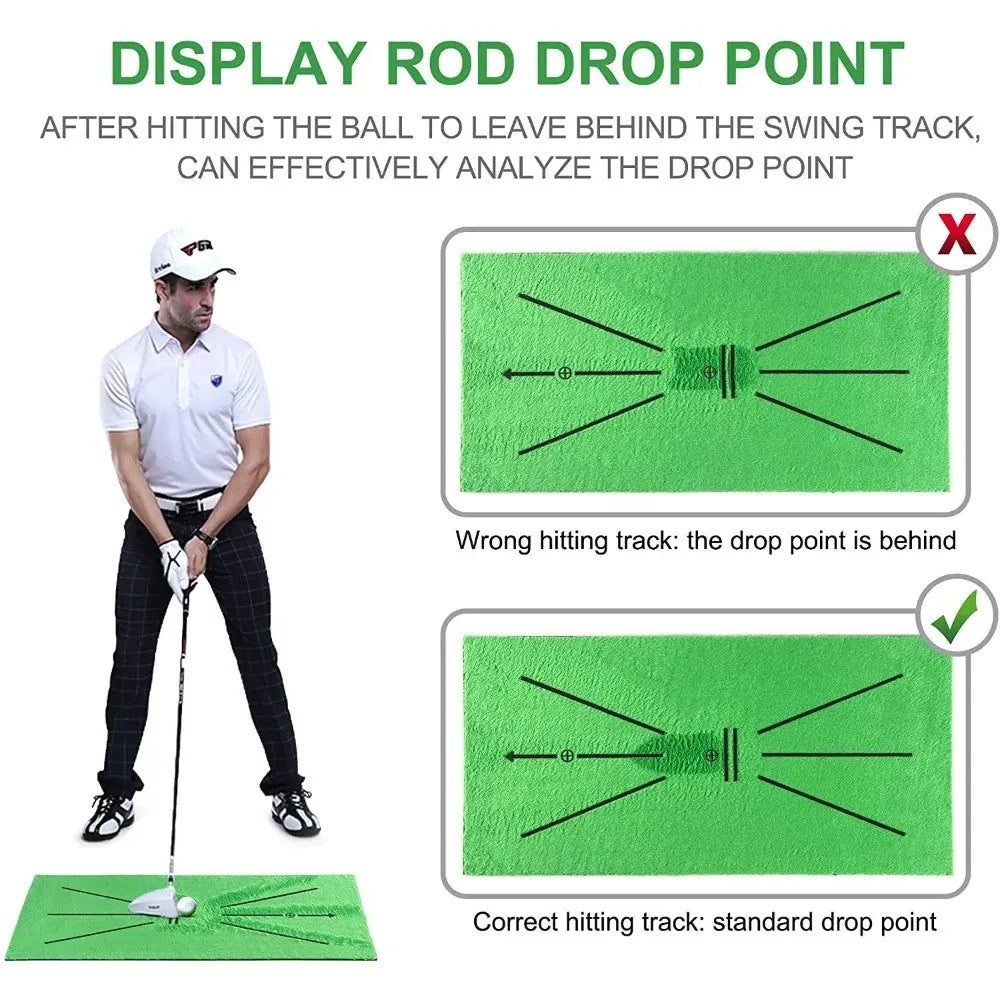 Golf Swing Practice Mat with Trajectory Markings