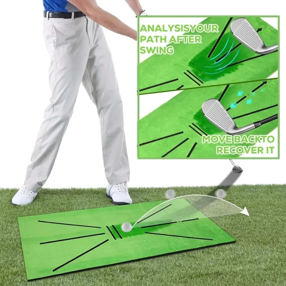 Golf Swing Practice Mat with Trajectory Markings